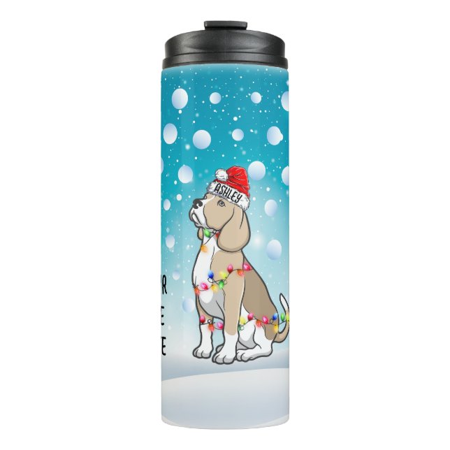 Bouteilles Isothermes Beagle de Noël personnalisé Chef Père Noël (Devant)