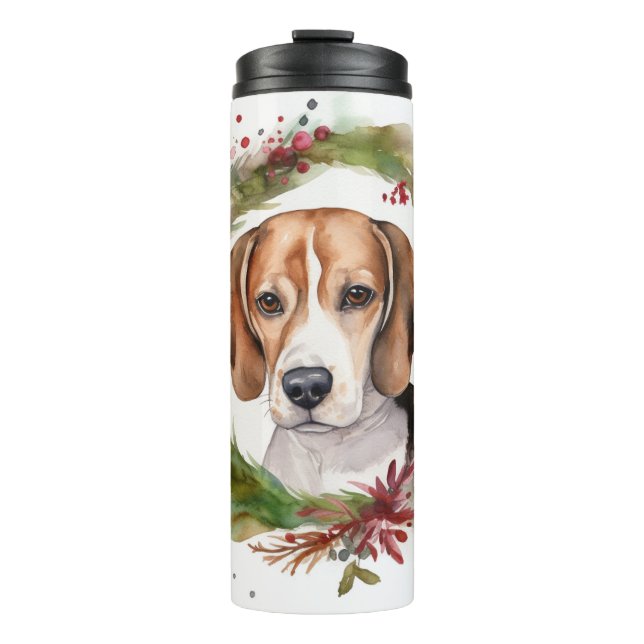 Bouteilles Isothermes Beagle Noël Wreath Festive Pup (Devant)