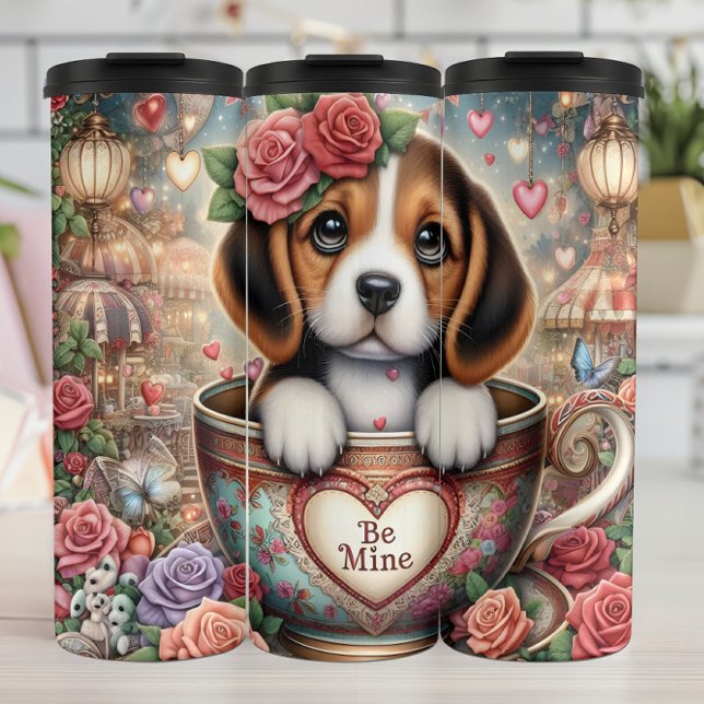 Bouteilles Isothermes Beagle Puppy Teacup Be Mine Wrap (Créateur téléchargé)