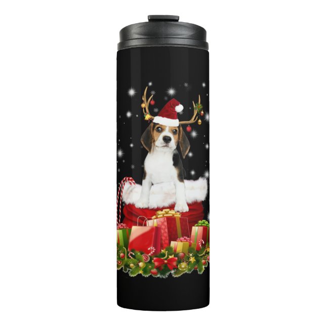 Bouteilles Isothermes Beagle Reindeer présent cadeau de Noël (Devant)