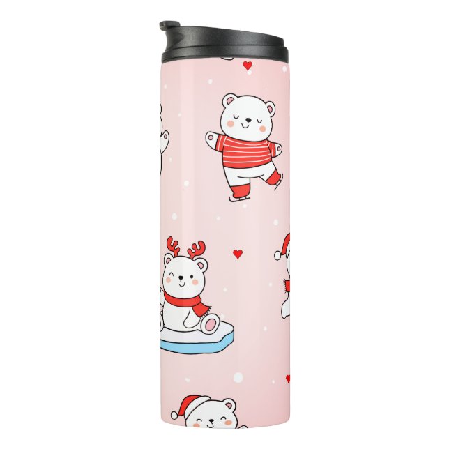 Bouteilles Isothermes Bear polaire mignonne Noël Motif sans couture (Tourné sur la droite)