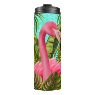 Bouteilles Isothermes Beau Héron rose avec Feuilles tropicaux