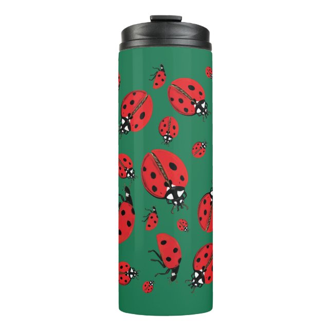 Bouteilles Isothermes Beaucoup de Ladybugs Lucky Motif Green (Devant)