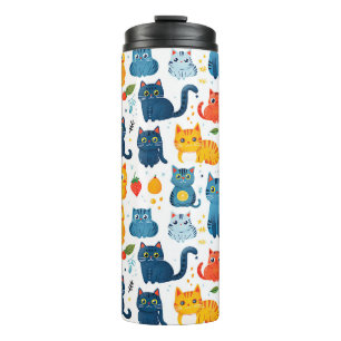 Bouteilles Isothermes Beaux chats kawaii, jouer avec des jouets blanc ba