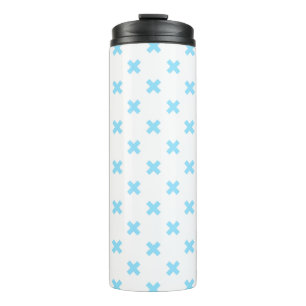 Bouteilles Isothermes Bébé bleu croix coutures sur blanc