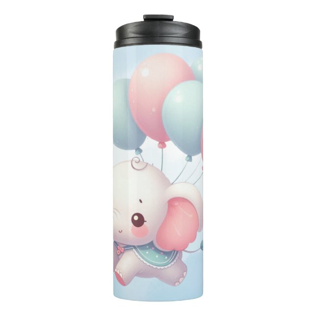 Bouteilles Isothermes bébé éléphant avec ballons (Devant)