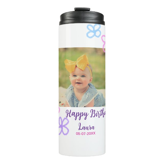 Bouteilles Isothermes Bébé enfants 1er anniversaire ajouter le nom date  (Devant)