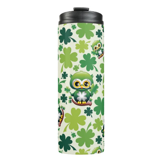 Bouteilles Isothermes Bébé Hibou Mignon St Patrick Dessin Animé (Devant)