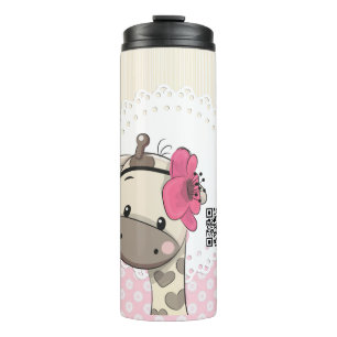 Bouteilles Isothermes Bébé personnalisé Pilier de Giraffe Rose