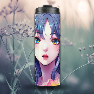 Bouteilles Isothermes Belle Anime Girl and Flowers