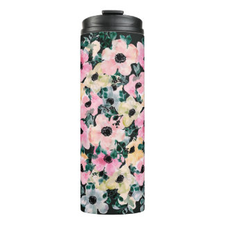 Bouteilles Isothermes Belle aquarelle imprimé floral avec fond foncé