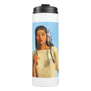 Bouteilles Isothermes Belle femme autochtone d'Amérique du Nord tenue in