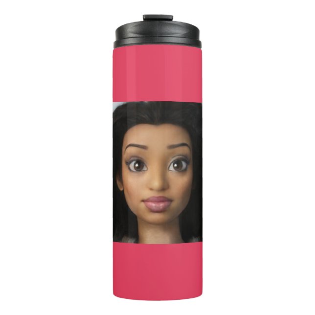 Bouteilles Isothermes Belle femme noire Doll Cartoon rose Fuscia (Devant)