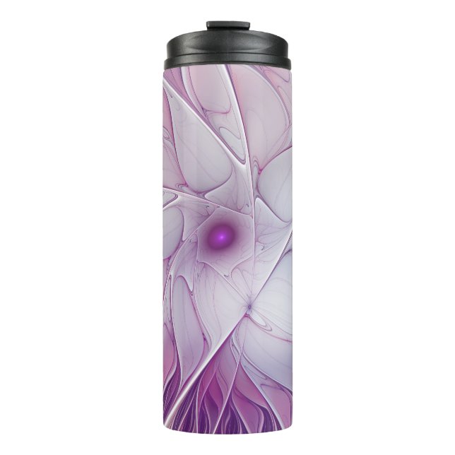 Bouteilles Isothermes Belle Fleur rose moderne Fractal Art Abstrait (Devant)