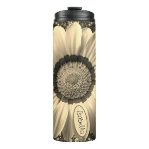 Bouteilles Isothermes Belle fleur vintage sur Monogramme arrière - plan