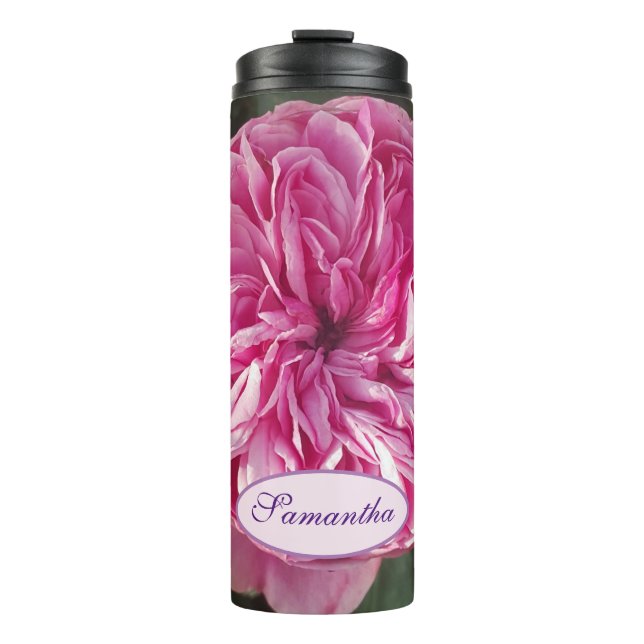 Bouteilles Isothermes Belle rose rose Fleur florale Photo Girls Nom (Devant)
