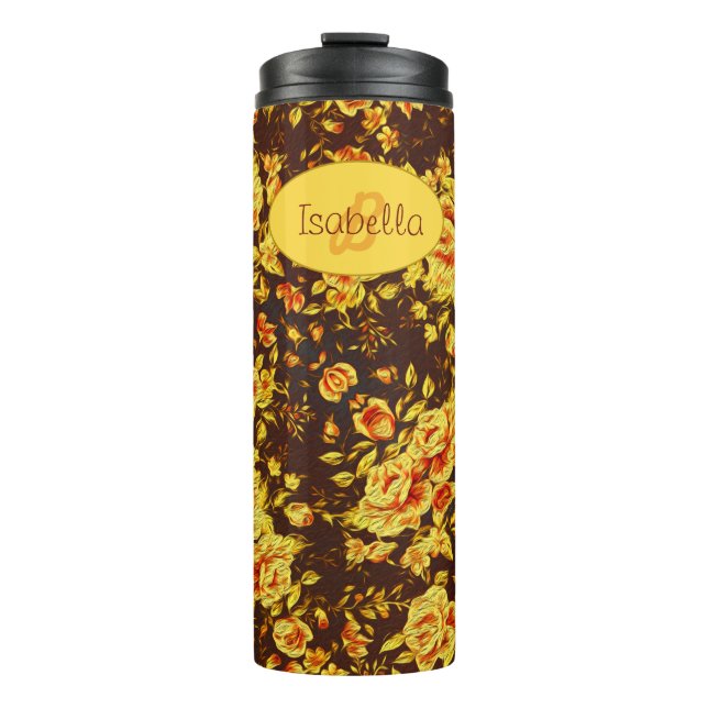 Bouteilles Isothermes Belles fleurs vintages Monogramme (Devant)