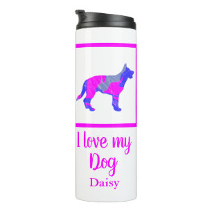 Bouteilles Isothermes berger allemand Chien rose chaud et silhouette ble