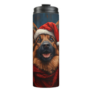 Bouteilles Isothermes Berger allemand dans un chapeau de Père Noël