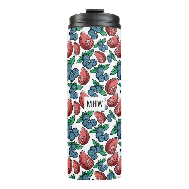 Bouteilles Isothermes Berries Motif monogramme personnalisé tumbler (Devant)