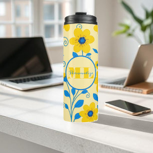 Bouteilles Isothermes Beurre de monogramme Floral jaune et bleu