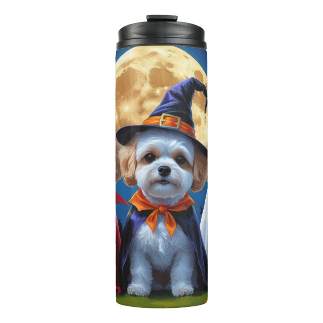 Bouteilles Isothermes Bichon Frise Chiens Citrouille Halloween Funny (Devant)