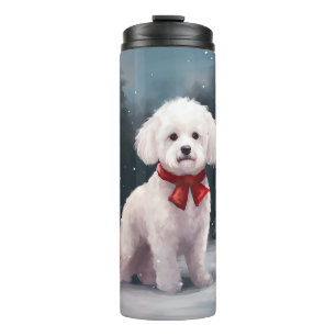 Bouteilles Isothermes Bichon Frise Dog à Noël de neige