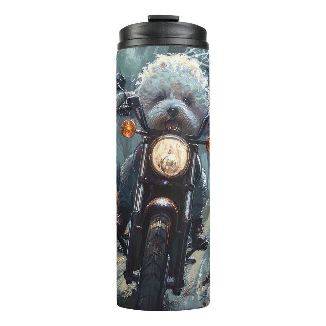 Bouteilles Isothermes Bichon Frise Riding Moto Halloween Scandale (Devant)