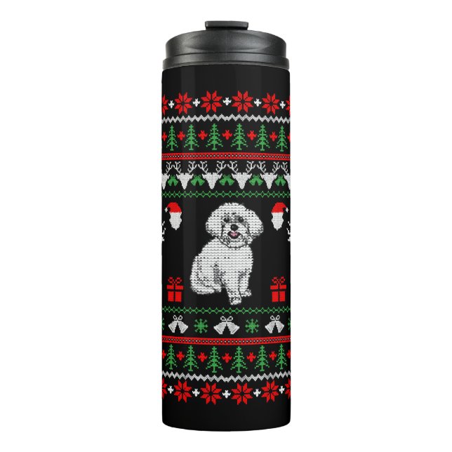 Bouteilles Isothermes Bichon Frise Ugly Christmas Sweater (Devant)