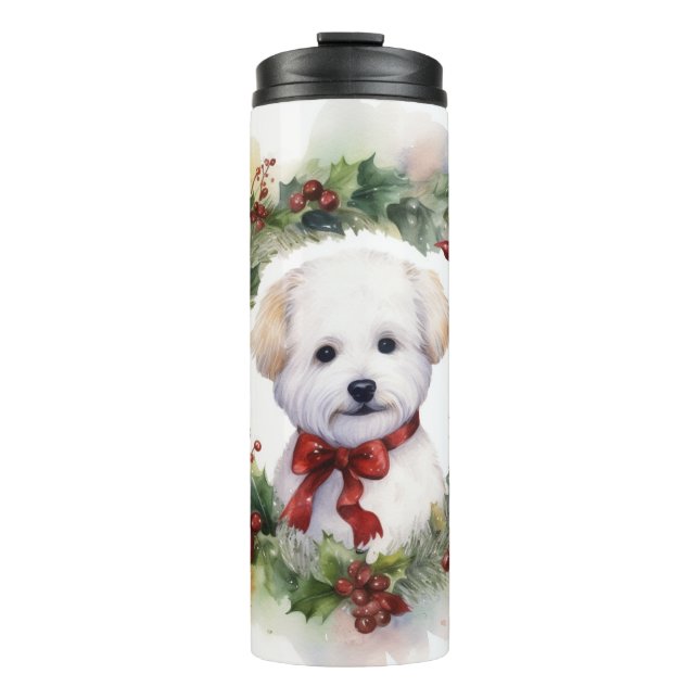 Bouteilles Isothermes Bichon Frise Wreath Festive Pup (Devant)