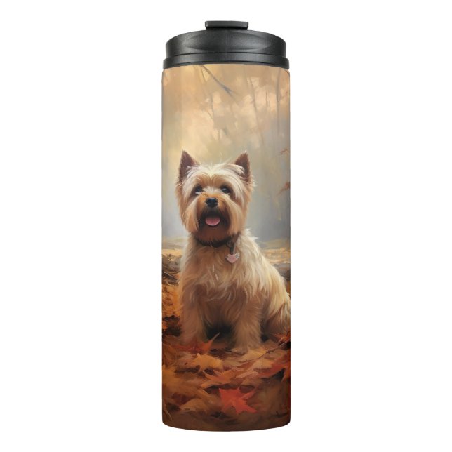 Bouteilles Isothermes Biewer Terrier dans les feuilles d'automne Inspire (Devant)