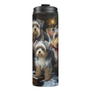 Bouteilles Isothermes Biewer Terrier enneigé Traîneau Décor Noël