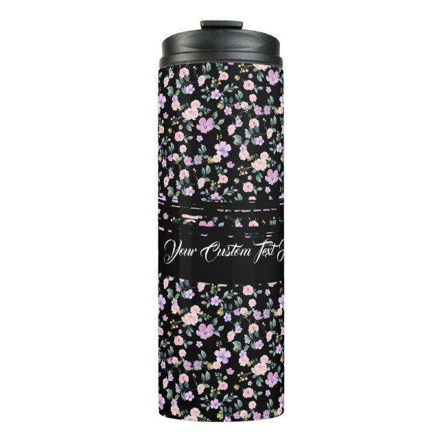 Bouteilles Isothermes Black Flower Lady floral pattern (Devant)