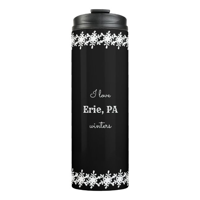 Bouteilles Isothermes Black I Love Custom City Snowflake Motif (Devant)