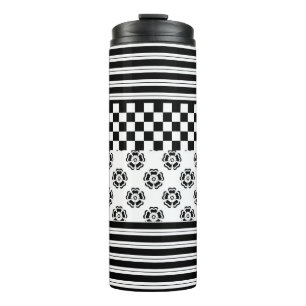 Bouteilles Isothermes Black White Boho Check Floral Stripes Motif