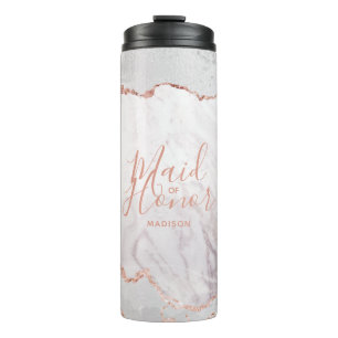 Bouteilles Isothermes Blanc et or rose agate marbre feuille d'aluminium