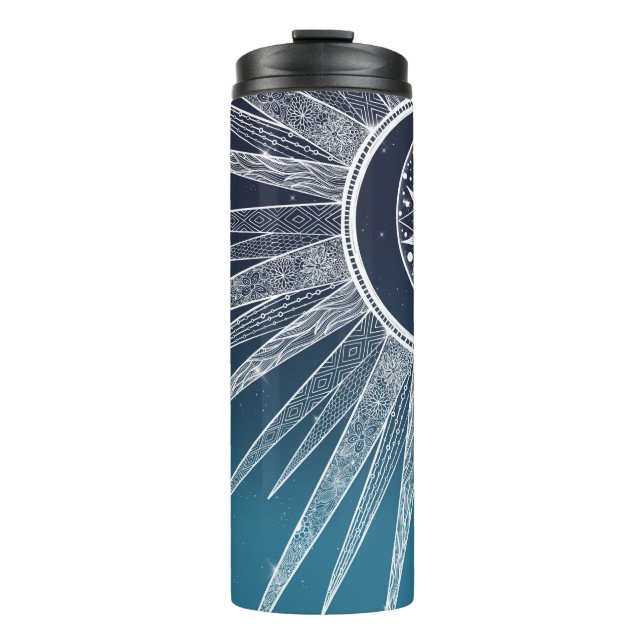 Bouteilles Isothermes Blanc Sun Moon Mandala Blue Gradient Design (Devant)