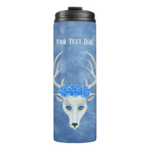 Bouteilles Isothermes Bleu de tête de cerf blanc Antlers Rose Mystérieux