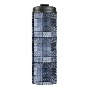 Bouteilles Isothermes Bleu, denim, tartan, plaid.