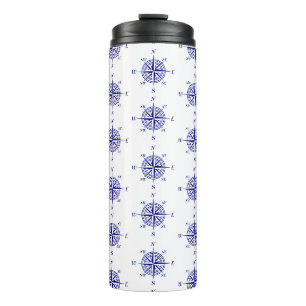 Bouteilles Isothermes Bleu et blanc Compas nautique