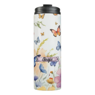 Bouteilles Isothermes Bleu et papillons orange Paruline thermique