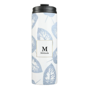 Bouteilles Isothermes Bleu Feuille Monogramme Tumbler