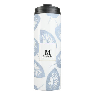 Bouteilles Isothermes Bleu Feuille Monogramme Tumbler