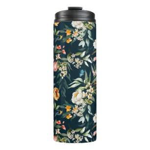 Bouteilles Isothermes Bleu foncé Vintage Motif de fleurs de jardin