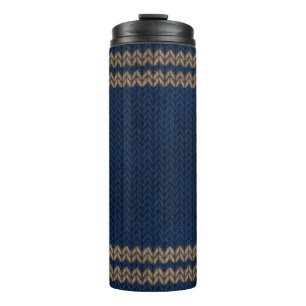 Bouteilles Isothermes Bleu Knit-look Motif de bande