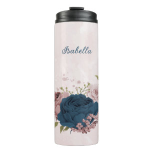Bouteilles Isothermes bleu marine rose mariage