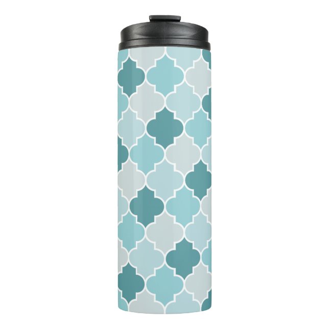 Bouteilles Isothermes Bleu Marocain Trellis, Lattes, Quatrefoil (Devant)