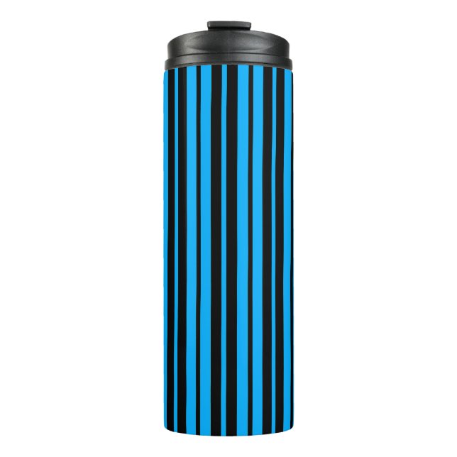 Bouteilles Isothermes Bleu Noir Grilles Verticales Design Motif (Devant)