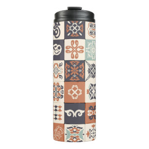 Bouteilles Isothermes Bleu rétro, blanc et orange Azulejos Motif Lisb