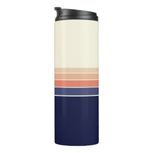 Bouteilles Isothermes Bleu rétro et Pêche à rayures Voyage Mug